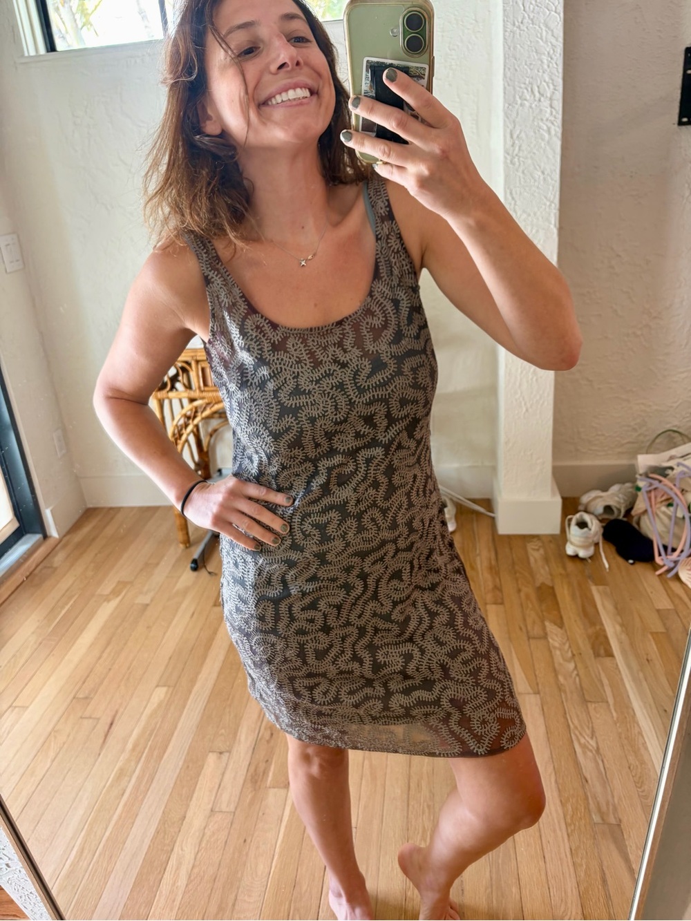 Chan Luu Embroidered Sheer Dress & Matching Slip Set | Size Small